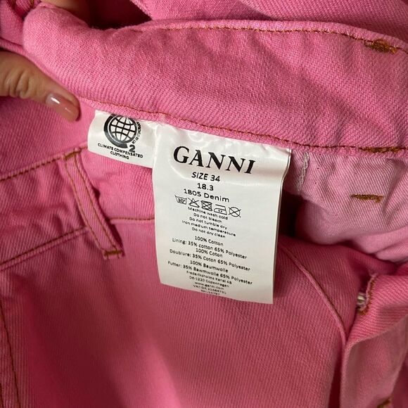 Ganni Pink Jumpsuit Boilersuit Cotton Denim Size 2 - Picture 13 of 15